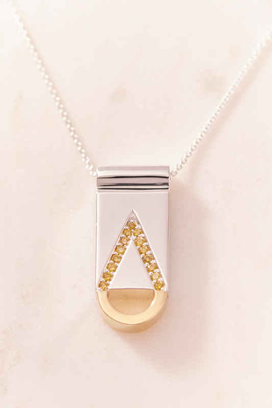 Ruifier 0.207ct Yellow Diamonds Dewdrop Necklace